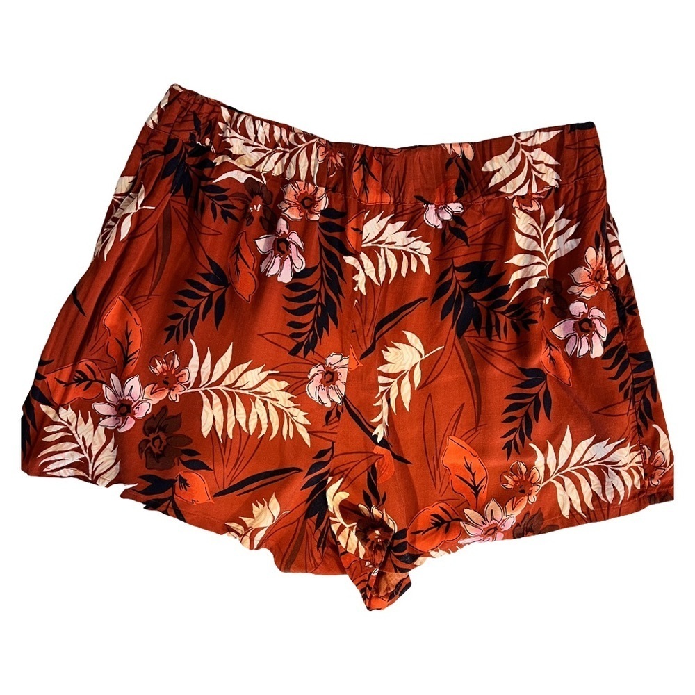 Women's Bar III Red & Orange Floral Shorts, Elastic Waistband, XL​​​​